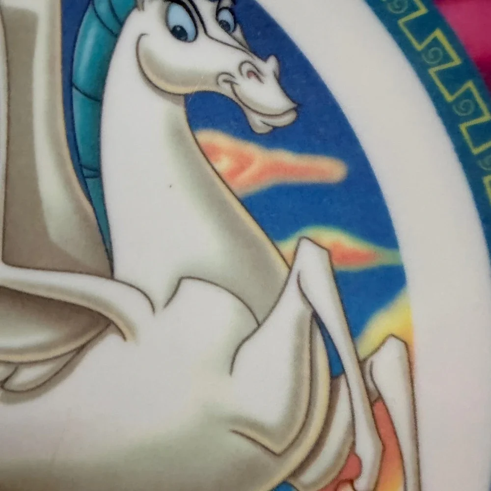 Vintage 1997 Disney Hercules Pegasus Plate McDonalds Promo Melamine Kids Pink